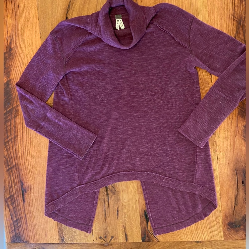 Free People, We the Free Turtle Neck Sweater, Plum Color, Back Slit, Sz Medium